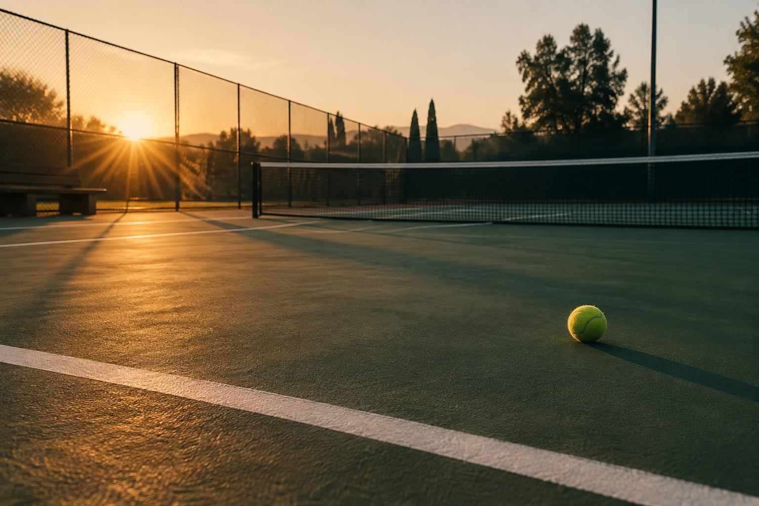 Tennis court at first light